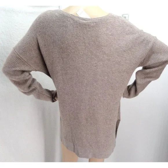 LOFT MOCHA WAFFLE KNIT OVERSIZED CASUAL COMFY COZYCHIC SWEATER SIZE: XL NEW - Picture 3 of 4
